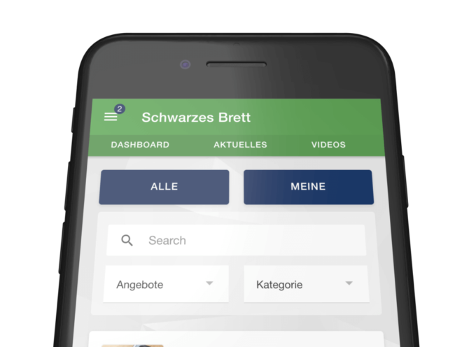 Mitarbeiter App: Schwarzes Brett Übersichtsseite