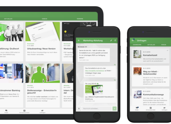 Mitarbeiter App: Kommunikation mit Tablet und Smartphone